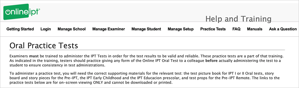 Oral Practice Tests