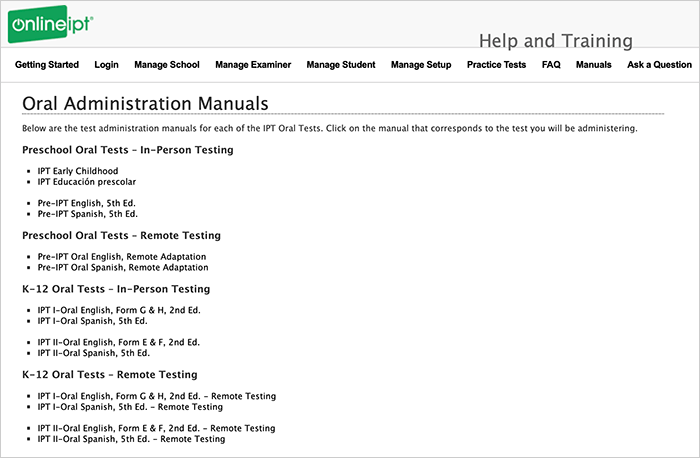 IPT Oral Administration Manual